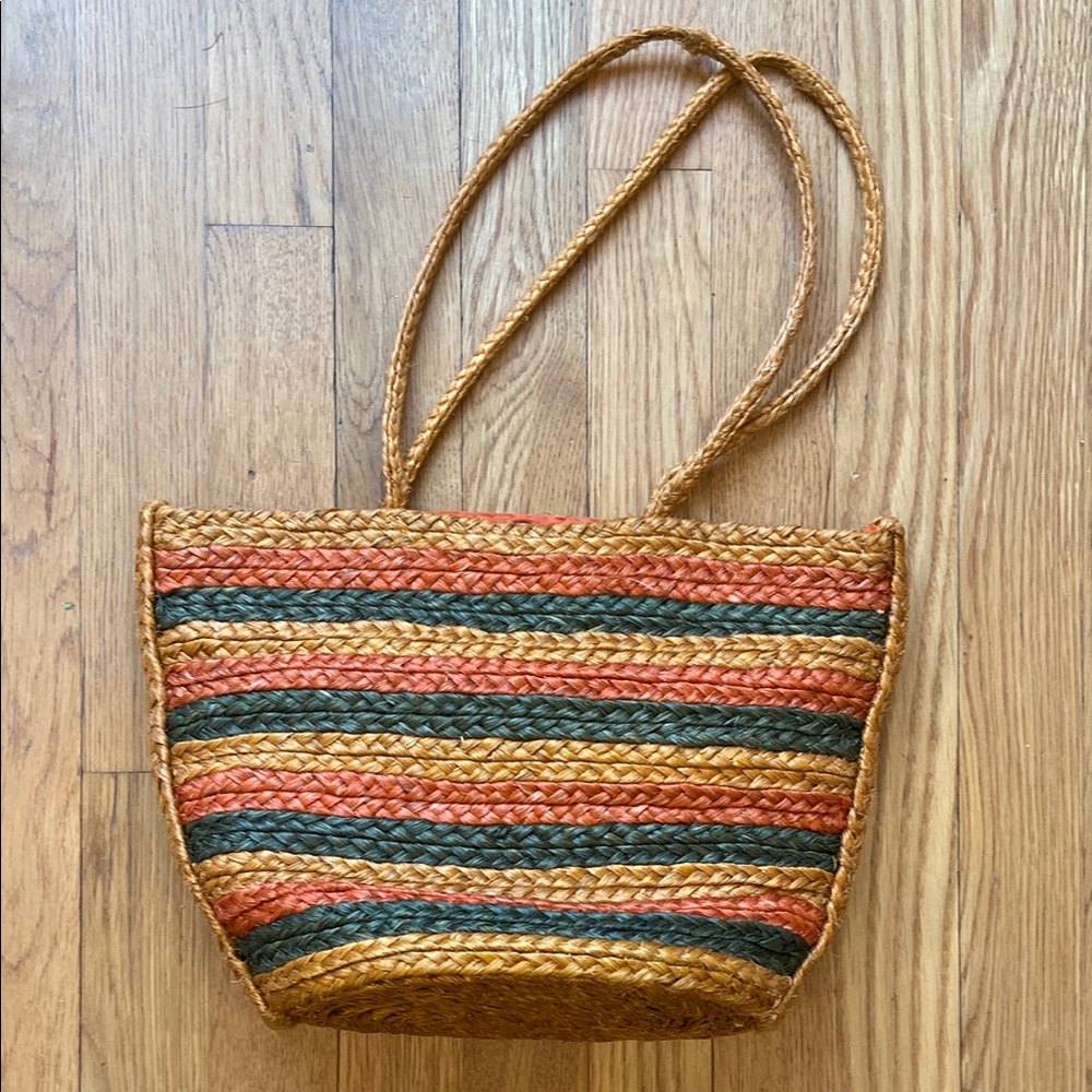 Striped Woven Tote Bag